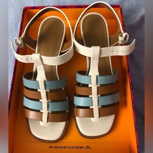 Tory Burch Fisherman Block Heel Sandals, Worn Once, Size 7, Excellent Condition.